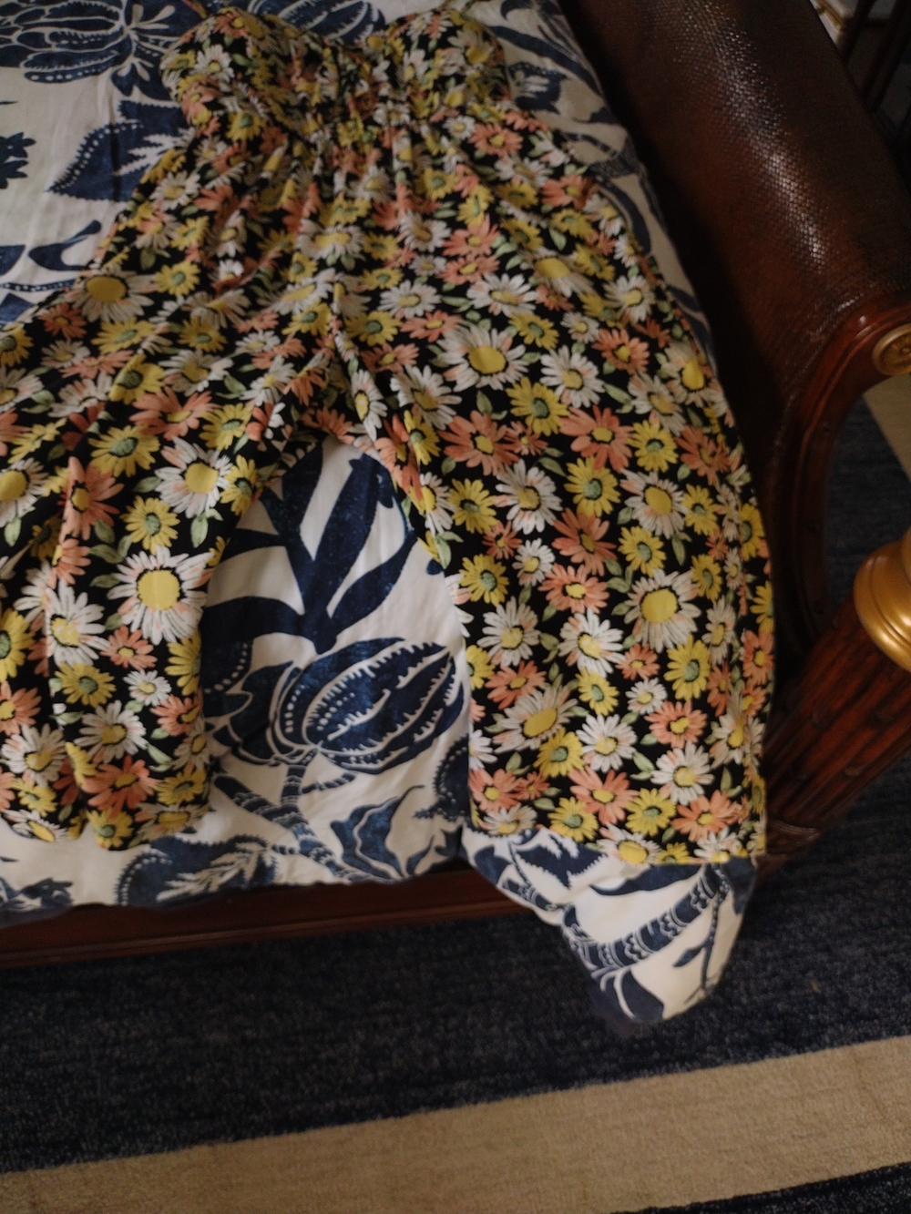 Aldo Black Floral Strapless Dress with Yellow & Peach Blooms